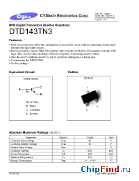 Datasheet DTCX1343XA3 manufacturer Cystech