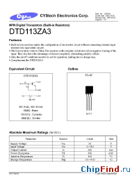 Datasheet DTD113ZA3 manufacturer Cystech