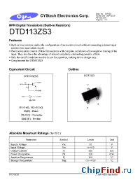 Datasheet DTD113ZS3 manufacturer Cystech