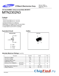 Datasheet MTN2302N3 manufacturer Cystech