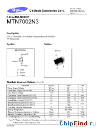 Datasheet MTN7002N3 manufacturer Cystech