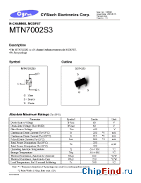 Datasheet MTN7002S3 manufacturer Cystech