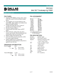 Datasheet DS1543-70 производства Dallas