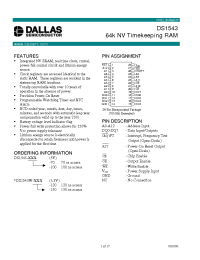Datasheet DS1543W-100 manufacturer Dallas