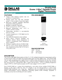 Datasheet DS1822-PAR manufacturer Dallas