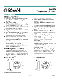 Datasheet DS1920-F3 manufacturer Dallas
