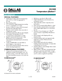 Datasheet DS1920-F5 производства Dallas