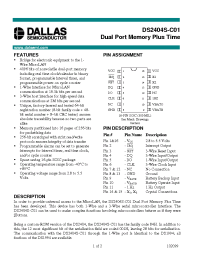Datasheet DS2404S-C01 manufacturer Dallas