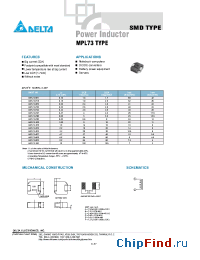 Datasheet MPL73-0R1 manufacturer Delta