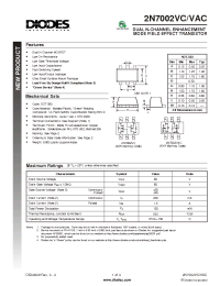 Datasheet 2N7002VAC-7 manufacturer Diodes