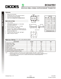 Datasheet BC847BV-7 manufacturer Diodes