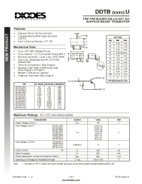 Datasheet DDTB113EU manufacturer Diodes