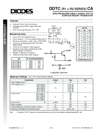Datasheet DDTC115ECA-7 manufacturer Diodes