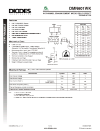 Datasheet DMN601WK manufacturer Diodes