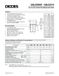 Datasheet GBJ25005 manufacturer Diodes