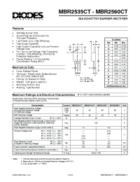 Datasheet MBR2560CT manufacturer Diodes