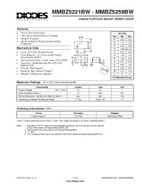 Datasheet MMBZ5221BW-MMBZ5259BW manufacturer Diodes