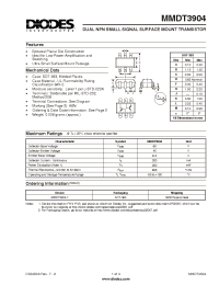 Datasheet MMDT3904-7 производства Diodes
