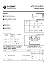 Datasheet MP02XX130-20 manufacturer Dynex