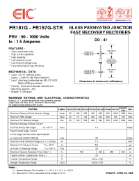 Datasheet FR151G manufacturer EIC