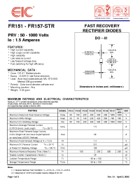 Datasheet FR152 manufacturer EIC