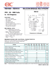 Datasheet RBV601 manufacturer EIC