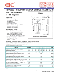 Datasheet RBV601D manufacturer EIC