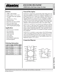 Datasheet EL5210CY manufacturer Elantec