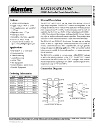 Datasheet EL5210CY-T13 производства Elantec
