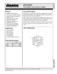 Datasheet EL5292CS-T13 manufacturer Elantec