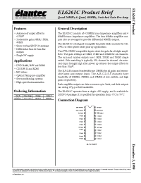 Datasheet EL6261C manufacturer Elantec