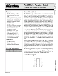 Datasheet EL6277C manufacturer Elantec