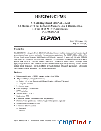 Datasheet HB52F649E1-75B manufacturer Elpida