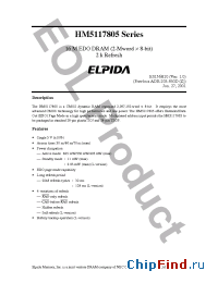 Datasheet HM5117805LJ-5 manufacturer Elpida