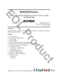 Datasheet HM5216165TT-10H manufacturer Elpida