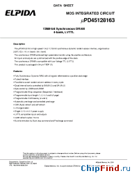 Datasheet UPD45128163G5-A75L-9JF manufacturer Elpida