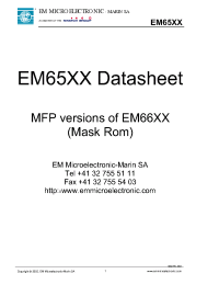 Datasheet EM6503 manufacturer EM Microelectronic