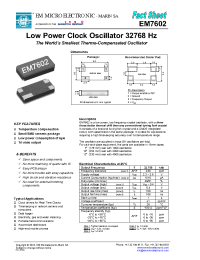 Datasheet EM7602V1SM4D manufacturer EM Microelectronic