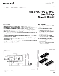 Datasheet PBL3781 manufacturer Ericsson