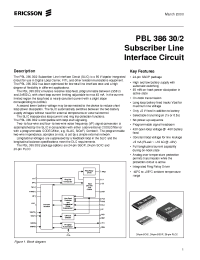 Datasheet PBL38630-2 manufacturer Ericsson