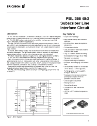 Datasheet PBL38640-2 manufacturer Ericsson