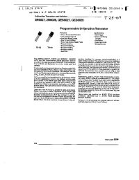 Datasheet 2N6027 manufacturer Неопределенные