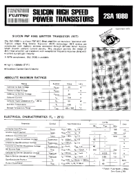 Datasheet 2SA1080 manufacturer Неопределенные