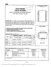 Datasheet 74S289 manufacturer Неопределенные