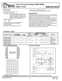 Datasheet BS616LV4018 manufacturer Неопределенные