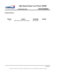 Datasheet CS18LV02565API-70 manufacturer Неопределенные