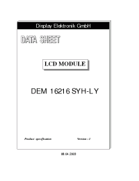 Datasheet DEM16216SYH-LY manufacturer Неопределенные