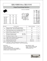 Datasheet GBJ1501 manufacturer Неопределенные