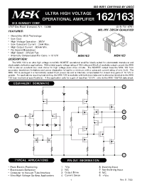 Datasheet MSK162 manufacturer Неопределенные