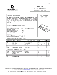 Datasheet TAN350 manufacturer Неопределенные